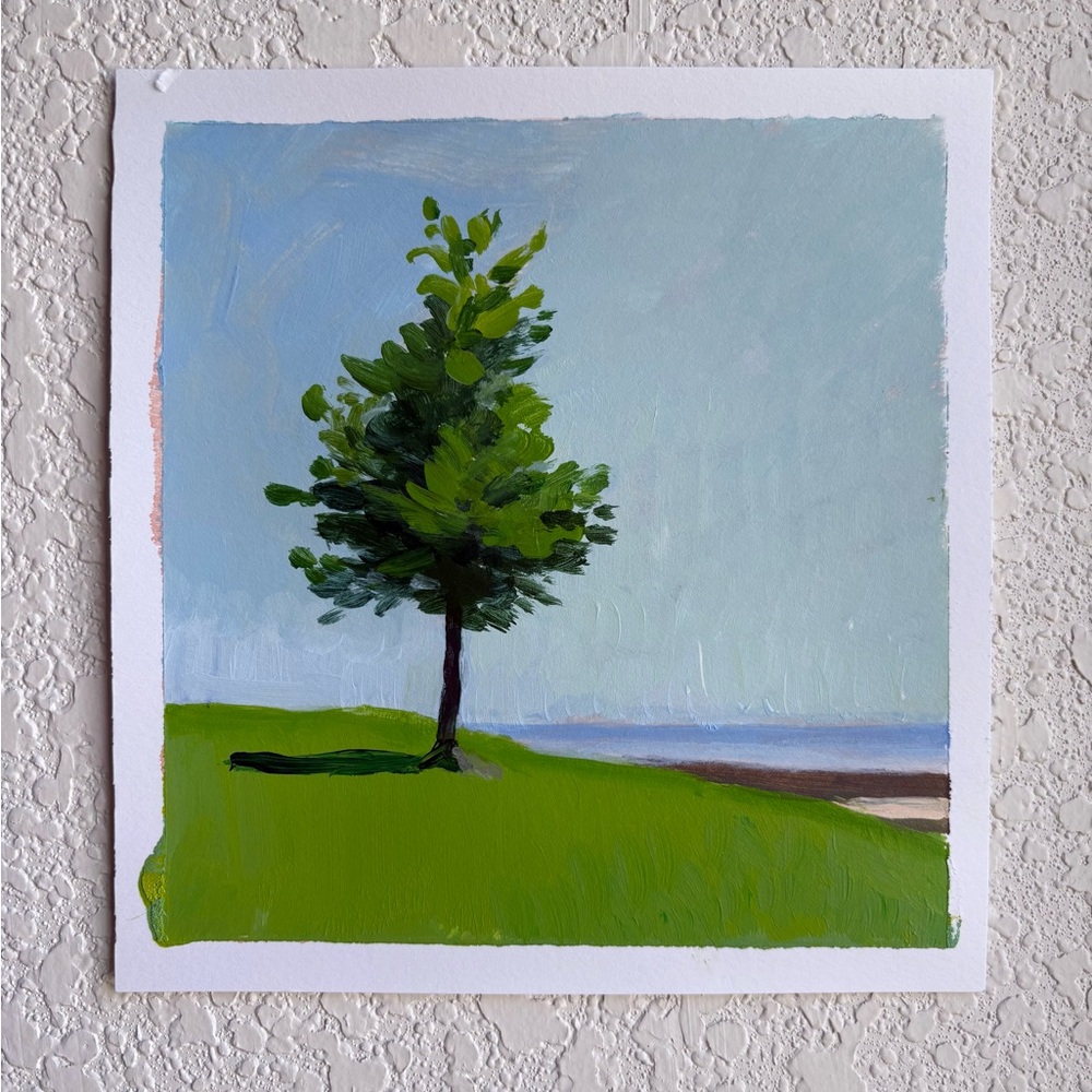 Serene Landscape Art - Green and Blue